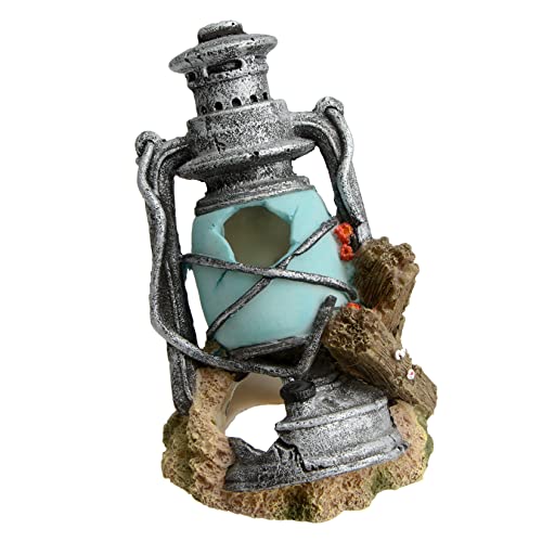 Saim Aquarium Ornament Realistic Hollow Hole Kerosenes Lamp Fish Tank Decoration for Betta Goldfish, Cichlid, Shrimp Breeding, Pleco Cave Natural Aquarium Decor