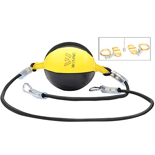 Wesing Double End Striking Bag Leather Boxing Speed Ball Bag - color: Yellow