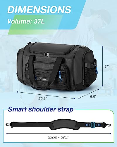 BAGSMART 4-IN-1 Gym Bag for Women Men, TSA Duffle Bag for Travel | With Shoe Compartment & Wet Pocket, 22L/30L/38L Tactical Backpack with 40oz Water Bottle Holder, Lightweight, Water-resistant - color: Kakhi