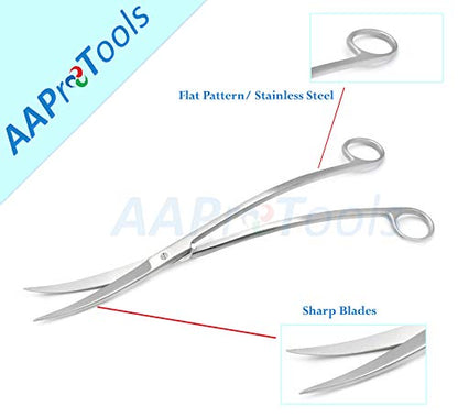 Fish Aquarium Cleaner Wave Scissors Curved 10" Long Bent Handle Sharp/Sharp Stainless Steel Instruments