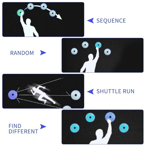 Sports Agility Light, Agility Training Light, USB Charging, Lasts 10 Hours, 10cm Height Sensing Distance, 4 Light Colors, 4 Modes, 270 Degree Viewable Angle Improve Reflex - color: Blue-6P
