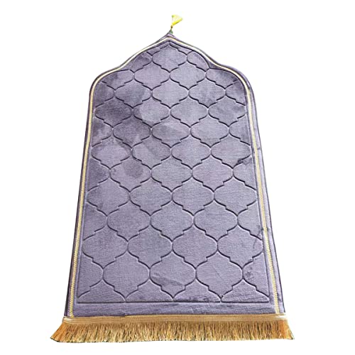 Muslim Prayer Mat, Thick Soft Velvet Muslim Rug, Portable Muslim Prayer Rug, Turkish Prayer Carpet,Janamaz Sajada Carpet for Men and Women Plain Solid Prayer Mat Ramadan Eid Gift. (Gray Purple) - color: Gray Purple