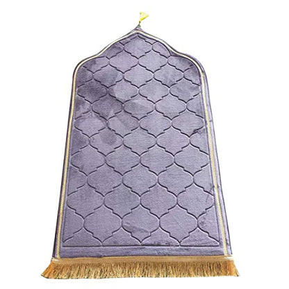 Muslim Prayer Mat, Thick Soft Velvet Muslim Rug, Portable Muslim Prayer Rug, Turkish Prayer Carpet,Janamaz Sajada Carpet for Men and Women Plain Solid Prayer Mat Ramadan Eid Gift. (Gray Purple) - color: Gray Purple