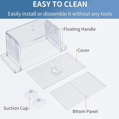 1/2 Fish Acclimation Box - Acrylic Hatchery Incubator Tank, Fish Breeder Box with 2 Suction Cups | Easily Install Breeding Isolation Box, Floating Breeding Box for Baby Fishes Shrimp Betta Guppy - size: Small
