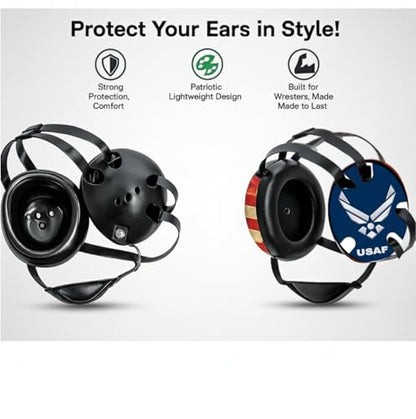 Wrestling Headgear with Ear Protection & Chin Cup Adjustable Lightweight Head Guard for Competition & Practice – Durable Protective Wrestling Ear Guard for Youth & Adult Athletes - color: Usaf
