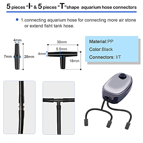 32.8 feet Aquarium Airline tubing Hose 10 air Stone for Fish Tank 10 Aquarium one Way air Check Value for Fish Tank 10 Aquarium Suction Cups 5 Each Aquarium air Controller and I T Hose connectors - size: 32.8 feet aquarium tubing with 46 kits