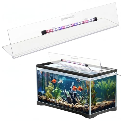 Sieral Aquarium Lids Polycarbonate Canopy with LED Light Without Center Brace Aquariums Cover Fish Tank Lid with a Hook Knife(Black,30x12in) - color: Clear, size: 30x12in