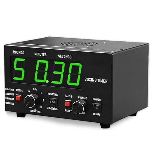 Boxing Interval Timer, Professional Gym Timer with LED Display, Adjustable Buzzer, Selectable Training Time & Cycle Repetitions for Muay Thai/Kickboxing - color: Green