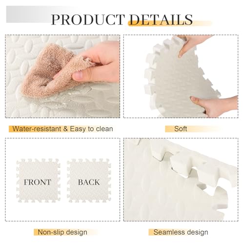 Arrowbash 12x12x1 Inch EVA Thick Interlocking Foam Floor Tiles Puzzle Exercise Mat Foam Mats for Home Gym Pets(White,12)