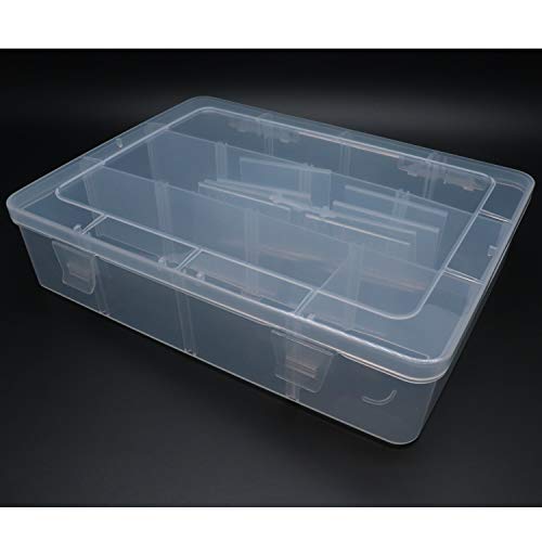 Xiaoyztan 12-Bin Clear Plastic Organizer with Adjustable Divider 7.3x4.9in | 12-grid organizer with adjustable dividers for jewelry, beads, tackle, and crafts - size: 8.8x6.6x2.3 in