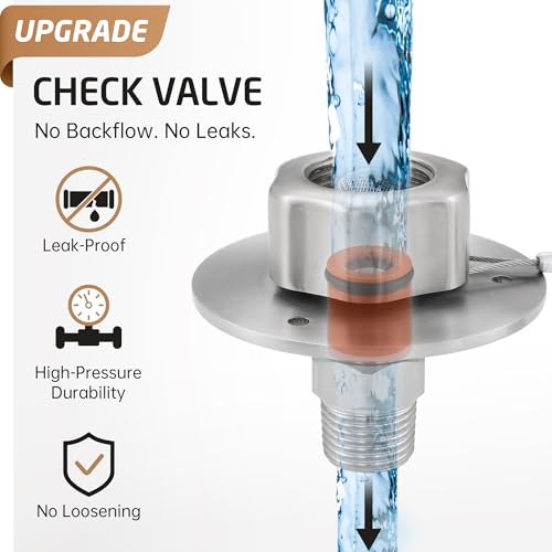 KES All Metal RV Water Inlet Connection with Check Valve, 18/8 Stainless Steel RV City Water Inlet Replacement, Upgraded Leak-Proof Design for Camper, Trailer, Marine & Boat, Brushed Finish, RWI200-BS - color: Brushed Steel