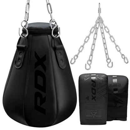RDX 1.5FT Tear-Shaped Boxing Maize Bag with Chain & Gloves – Slip Bag for Uppercut, Hook, Reflex, Precision, Footwork & Punch Training – Hanging Slip Ball for MMA, Boxing, Muay Thai & Kickboxing - size: Unfilled