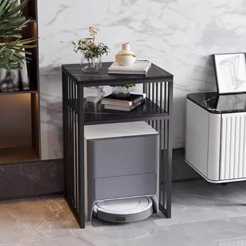 Home Smart Sweeper Station Shelf, Heavy-Duty Floor-Standing Sweeping Robot Storage Rack Side Table, Robot Vacuum Cleaner Storage Stand for Fish Tank Cabinet(Black1,L50cm/19.6in) - color: Black1, size: L50cm/19.6in