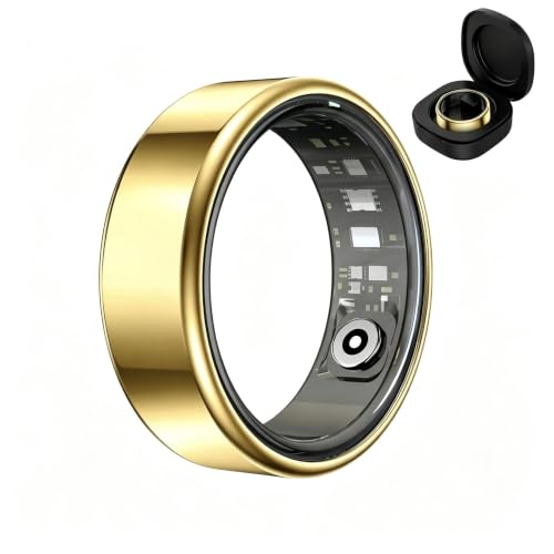 Smart Health Ring, Featuring Stress and Sleep Monitoring Functions, Compatible with iOS and Android,Waterproof Fitness Tracker for Women & Men, No Subscription Fee. (Gold, 8#) - color: Gold, size: 8#