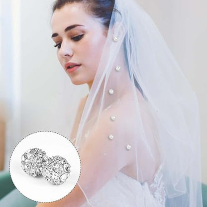 XIHIRCD 10 Sets Silver Wedding Veil Weights, Magnetic Pearls Double Sided Pearl Magnets Artificial Pearls Magnetic Button Strong Hijab Magnets for Wedding Dress Clothes Bridal Accessories
