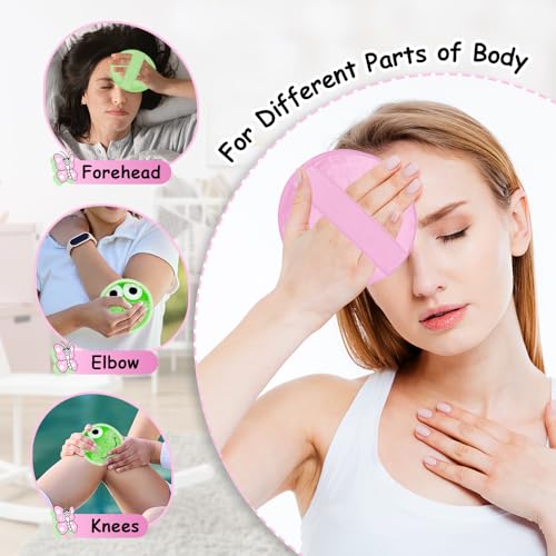 Ice Packs for Injuries Reusable 2 Packs Cold or Warm Compress Cold Packs for Injuries with Strap for Neck Head Fever Wisdom Teeth Recovery First Aid 4.9 Inch - style: Frog+Butterfly