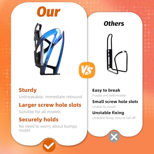 West Biking Bike Water Bottle Cages Ultra-Light Durable PC Bicycle Bottle Holder with Screws Tool, Easy Installation Bicycle Drink Cup Holders Cycling Kettle for MTB Road Bikes - color: Black blue