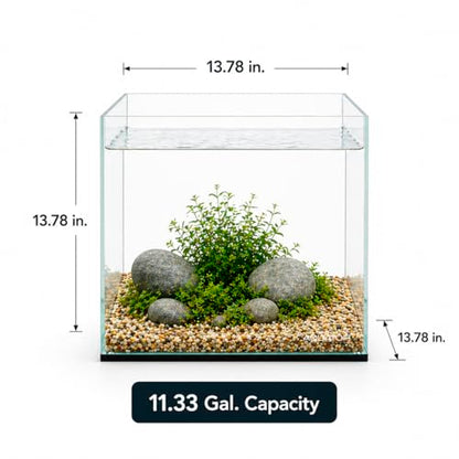 Aquatop High Clarity Low Iron Glass Cube Aquarium - Up to 11.3 Gallons - High-Grade German Silicone - Ideal for Salt and Freshwater Aquariums - size: 11.3 Gal