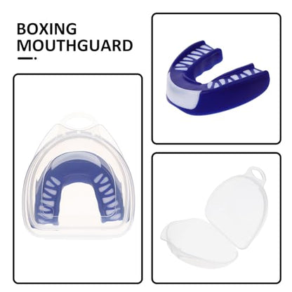 Boxing Teeth Protector with Case, Blue, Shock-Absorbent Sports Mouth Guard for Boxing, Football, Taekwondo, Rugby, Portable Teeth Protective Tool for Youth and Adults