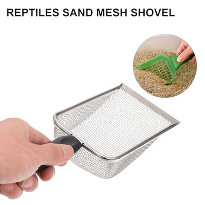 Reptile Sand Substrate Scoop Stainless Steel Litter Cleaner Shovel for Tortoise and Lizard Terrarium Maintenance