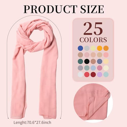 25 Pack Chiffon Hijab Head Scarves for Women 25 Colors Soft Hijab for Women Lightweight Long Scarf Wrap for Whole Season