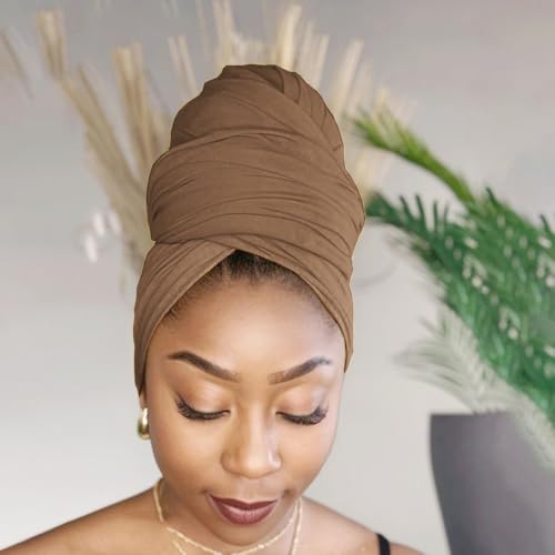 Hijab Scarf for Women Soft Muslim Hijabs Head Wrap Scarves Fashion Long Hair Shawls Stretchy Muslin Headscarf - color: Camel Hijab Scarf for Women