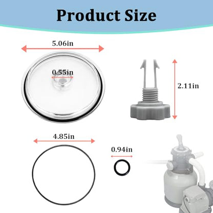 Pool Leaf Trap Cover Lid with O-Ring and Valve Kit for Intex, Replacement Parts for 12 Inch Sand Filter Pumps, Compatible with SF15110, SF70110, SF60110