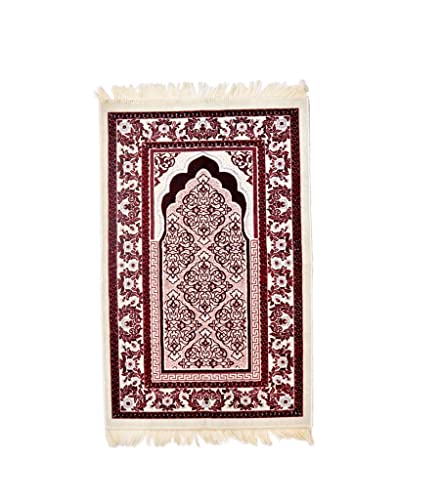 Islamic Prayer Rugs, Muslim, Prayer Rugs for Women, Men and Kids, Hajj Prayer Rugs, Best Ramadan Gifts, Mosque, Soft Prayer Rugs, Premium Quality, Made in Turkey, Turkzar (Red)