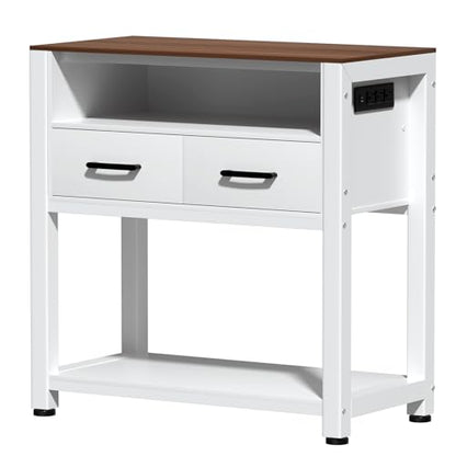 EOSVALO 20-29 Gallon Aquarium Stand with Stable Metal Frame & Power Outlet, Heavy-Duty Fish Tank Stand with Waterproof Mat, 550LBS Capacity Storage Cabinet, White+Brown