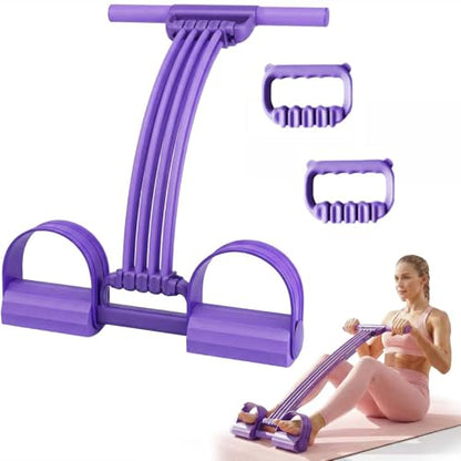 Upgrade 8 Tubes Pedal Resistance Bands with Handles, Multifunction Tension Rope Exercise Bands, Home Gym Elastic Yoga Pedal Puller Stretch Bands for Full Body Workout, Yoga, Waist, Arm, Leg - color: Purple