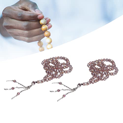 2Pcs Muslim Prayer Beads Coloured Glaze 99 Beads Mihrab Separators Count Exquisite Design Tasbih Prayer Beads 0.31in (Silver Gray)