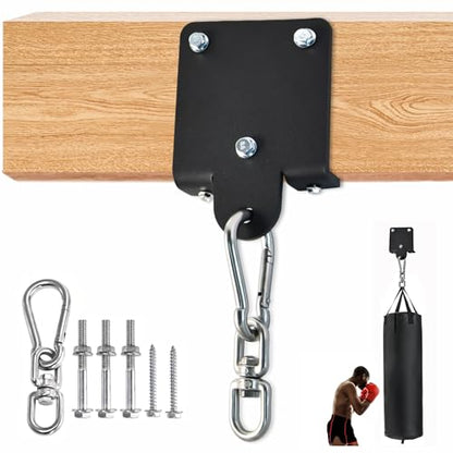 Heavy-Duty Punching Bag Hanger - 360° Swivel Mount Bracket for Boxing, Muay Thai, Yoga Swings & Hammocks - Universal Ceiling/Wall/Beam Mount - Includes Carabiner & Swivel Hook