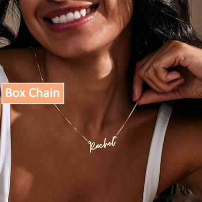 DayOfShe Custom Name Necklace for Women Gifts, 18K Gold Plated Layered Names Necklace Personalized Gifts for Birthday - color: Style 2-Handwritten Font