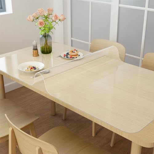 NATRKE Clear Desk Mat Pad, 47.2"x23.6" Extra Large Transparent Computer Desk Mat Plastic Desktop Protector, PVC Writing Pad Round Edge, Waterproof Wipeable Table Protector for Home Office, Frosted - color: Frosted, size: 47.2" X 23.6"