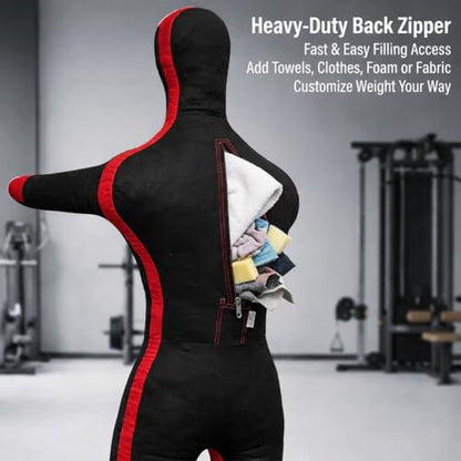 MMA Sports Brazilian JIU Jitsu Grappling Submission Throwing Dummy Punching Heavy Bag Kick Boxing Dummies UNFILLED - color: Black-3, size: 6ft, style: Standing