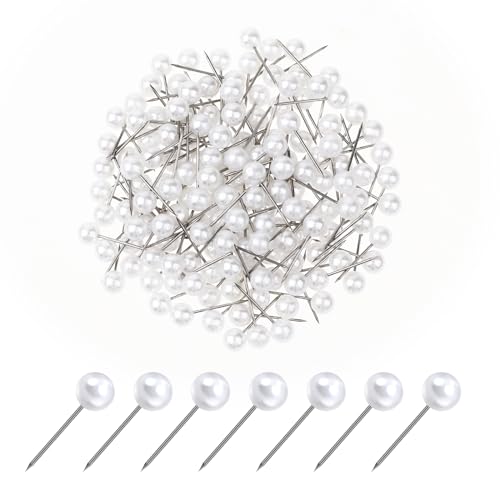 150 PCS Pearl Push Pins Pearl Pins for Bouquets Sewing Pins for Fabric Round Short World Map Pin Board Cork Boards Decorative Thumb Tacks for Sewing Craft Wedding Holiday DIY Accessories