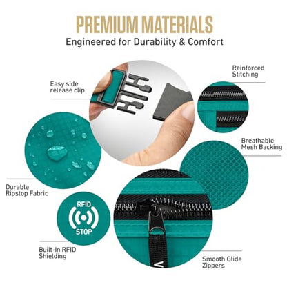 VENTURE 4TH Money Belt for Travel – Slim Hidden Under-Clothes RFID Blocking Anti-Theft Passport Holder & Travel Wallet Pouch for Men & Women to Protect Cash, Cards & Documents (Turquoise) - color: Turquoise