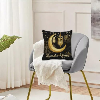 Elegant Ramadan Pillow Covers 18x18 in Gold and Black Pillow Covers Set of 2 Islamic Mosque Art Ramadan Cushion Cover Luxury Arabic Throw Pillows Cover Decor Glitter Religious pillowcover - color: Ramadan-2