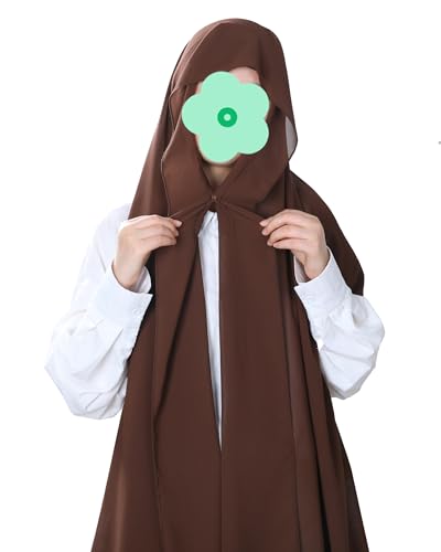 Magnetic Chiffon Hijab Scarf for Women, Quick Snap Closure Headscarf, Breathable Muslim Headwrap with Under Cap - color: Rich Espresso