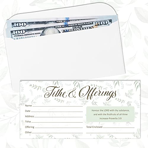 Eaasty 200 Pieces Church Offering Envelopes My Offering Bill Size Envelope Church Tithe Envelopes for Donations, Religious Occasions(Leaves Style) - style: Leaves Style