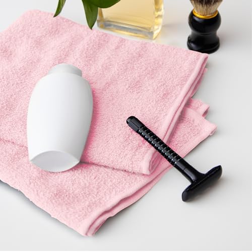 Avalon Towels Salon Towel - Pink Hand Towels Bulk Pack of 24 - 100% Cotton Absorbent Spa, Facial & Gym Towel for Working Out - 16x27 Inches (Not Bleach Proof) - color: Pink