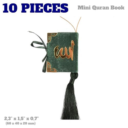 BABY SHOWER CHOCOLATE Set of 10 Quran Book for Muslim Favors Quran Book Arabic Hajj Favors Car Hanging Quran Islamic Gift (Green) - color: Green