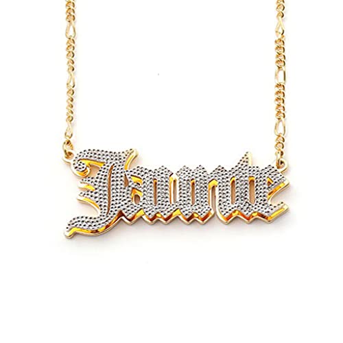 Custom Name Necklace Double Plated Name Necklace Personalized Name Plate Necklaces Name Necklaces for Women 18k Gold Plated Nameplate Pendant - color: Style 16