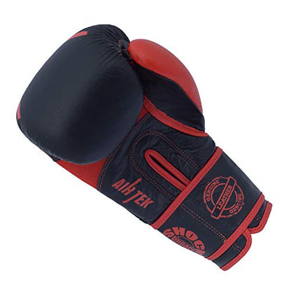 Boxing Gloves | Genuine Cowhide Real Leather | Muay Thai, Kickboxing, Sparring & Training | Pro Punching Gloves for Men & Women - color: BLACK/RED, size: 8OZ