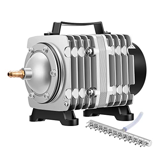 VIVOSUN 1427GPH Aquarium Air Pump Commercial Air Pump with Aluminum Housing | 12 Outlet 55W 90L/min, Fish Tank Bubbler Pond Aerator for Aquariums, Ponds, Hydroponics - size: 9"×6"-1427
