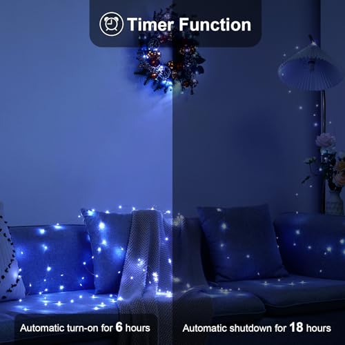 Ariceleo 4 Pack 16.4ft Battery Operated String Lights with Timer, Cool White with Synchronized Twinkle Mode, Fairy Lights Battery Powered, 50 LEDs, Idea for Christmas Bedroom Party Wedding - color: Cool White, size: 4 Pack-Upgrade