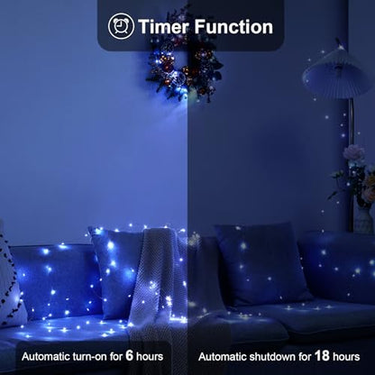 Ariceleo 4 Pack 16.4ft Battery Operated String Lights with Timer, Cool White with Synchronized Twinkle Mode, Fairy Lights Battery Powered, 50 LEDs, Idea for Christmas Bedroom Party Wedding - color: Cool White, size: 4 Pack-Upgrade