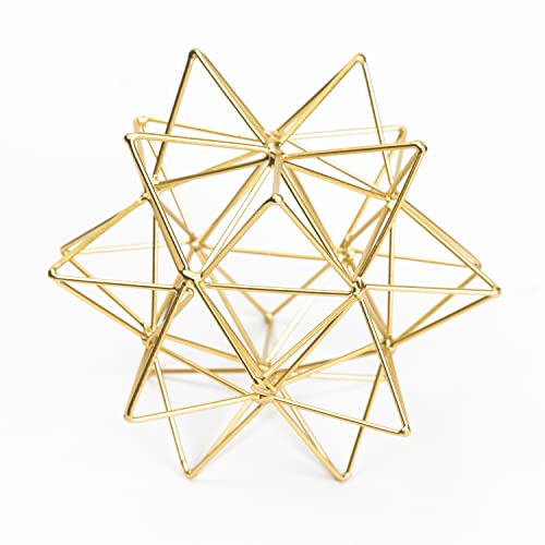 Metal Geometric Table Top Decor, 3D Metal Geometric Sculpture, Gold Abstract Sculpture for Home Decor, Table Art Decorations for Home, Living Room, Office, Bedroom - color: Gold