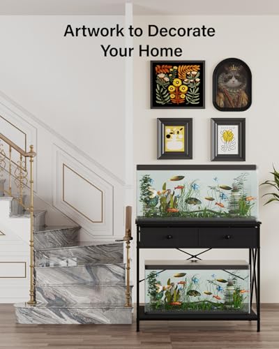 Fish Tank Stand with Drawer,40-50 Gallon Aquarium Stand Easy Assemble - color: Black, size: 40-50 Gallon