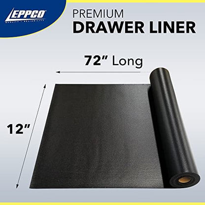 EPPCO Enterprises Tool Box Drawer Liner 12-inch Wide x 72” Long Non-Slip Tools Chest Mat, Black - size: 12"W x 72"L